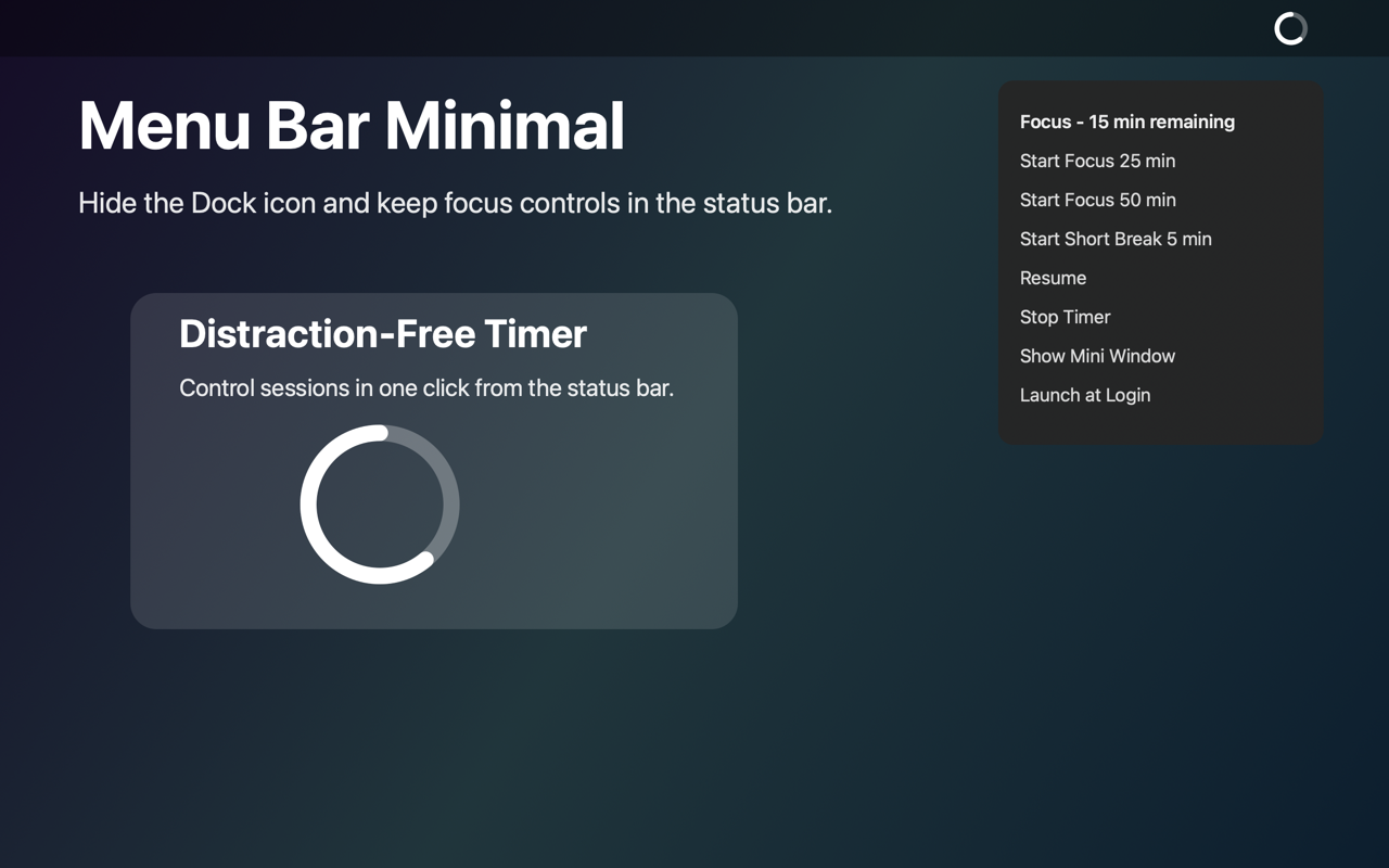 Krono menu bar mode